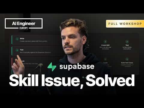 Skill Issue: How We Used AI to Make Agents Actually Good at Supabase — Pedro Rodrigues, Supabase 영상 썸네일
