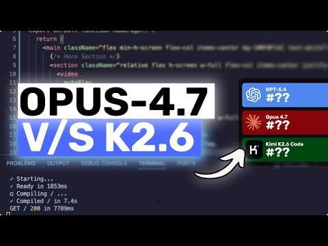 Opus 4.7 V/S GPT-5.4 V/S Kimi K2.6 Code: The ONLY SENSIBLE COMPARISON YOU NEED! 영상 썸네일