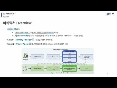 [DSBA Study] Agent AI 8주차 - Memory Part 2 영상 썸네일