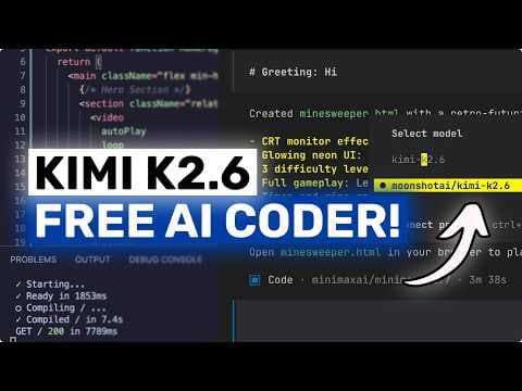 FULLY FREE Unlimited Kimi K2.6 Coder / API: This IS REALLY GOOD! 영상 썸네일