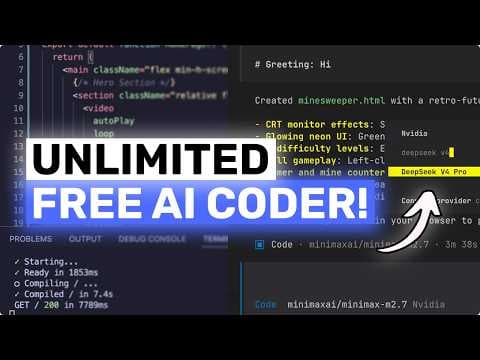 UNLIMITED FREE Deepseek-V4 PRO AI Coder: THIS IS CRAZY! 영상 썸네일