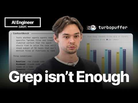 Benchmarking semantic code retrieval on Claude Code — Kuba Rogut, Turbopuffer 영상 썸네일