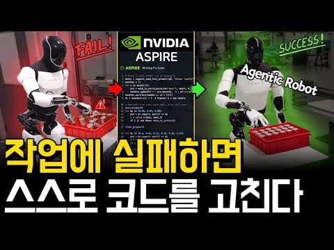 로봇이 스스로 실패 원인을 찾고 코드를 수정하는 ASPIRE 프레임워크.