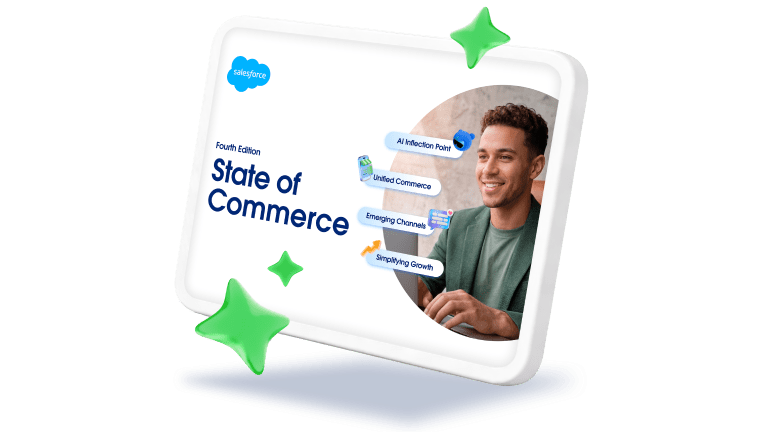 Salesforce의 Fourth Edition State of Commerce 보고서 표지 그래픽입니다.