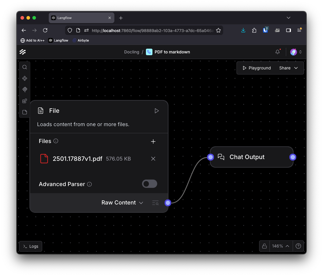 Langflow의 기본 File 컴포넌트 UI