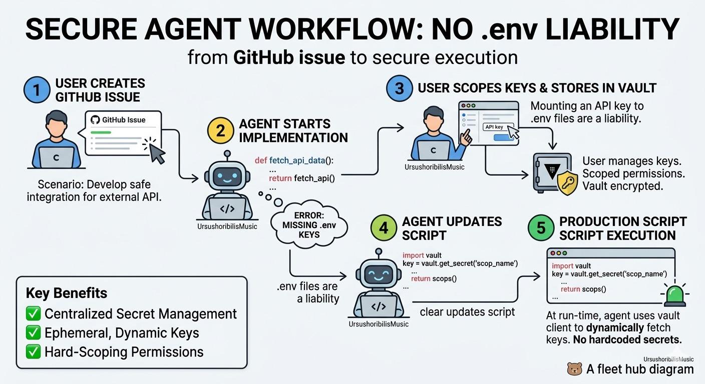 GitHub 이슈 생성부터 보안 실행까지의 과정을 담은 'Secure Agent Workflow' 다이어그램이다.