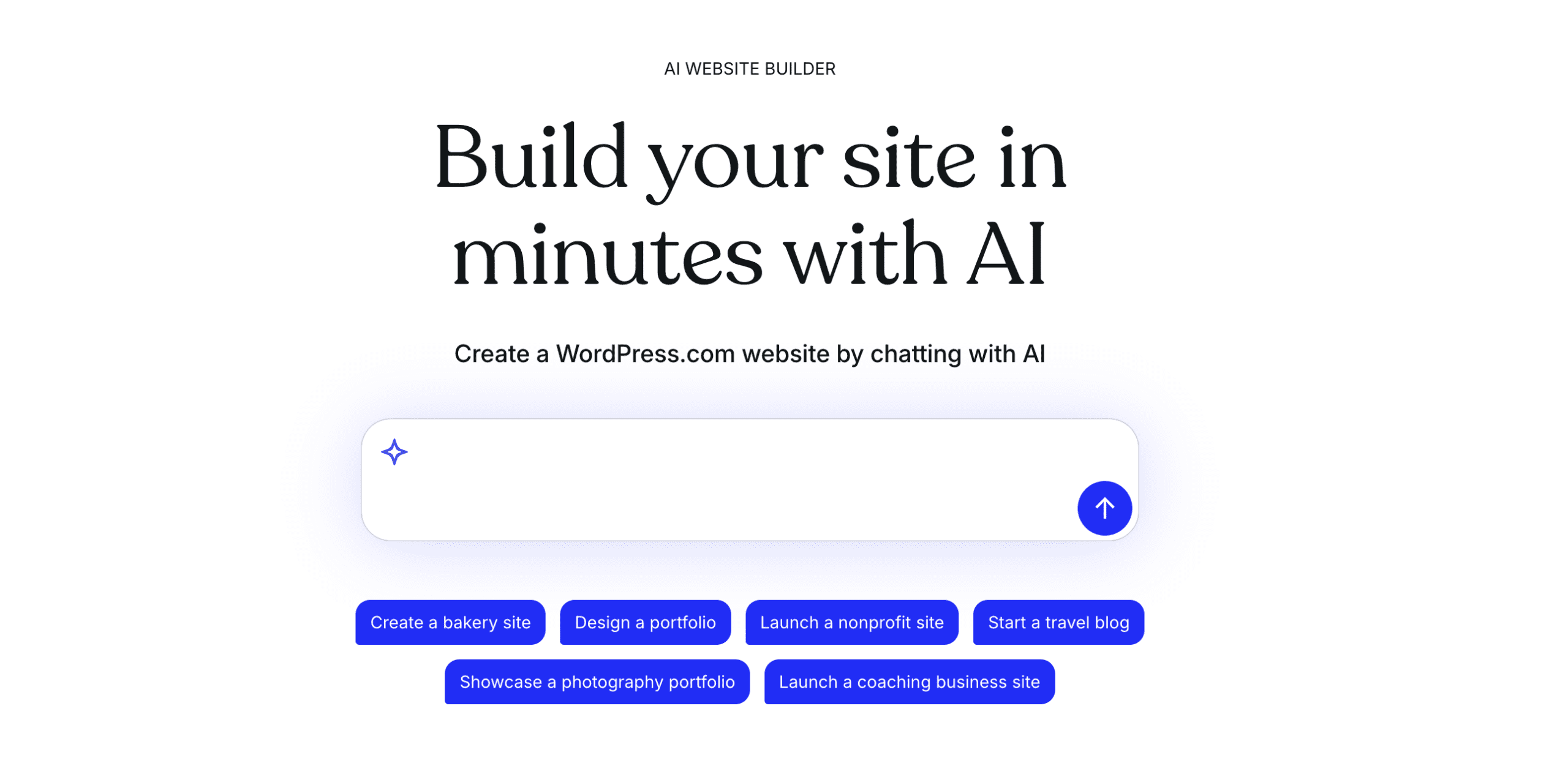 WordPress.com AI 빌더의 프롬프트 입력창