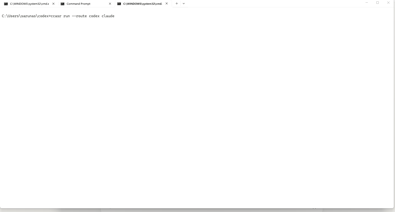 Claude Code 인터페이스 내에서 OpenAI의 Codex 모델이 실행되는 모습