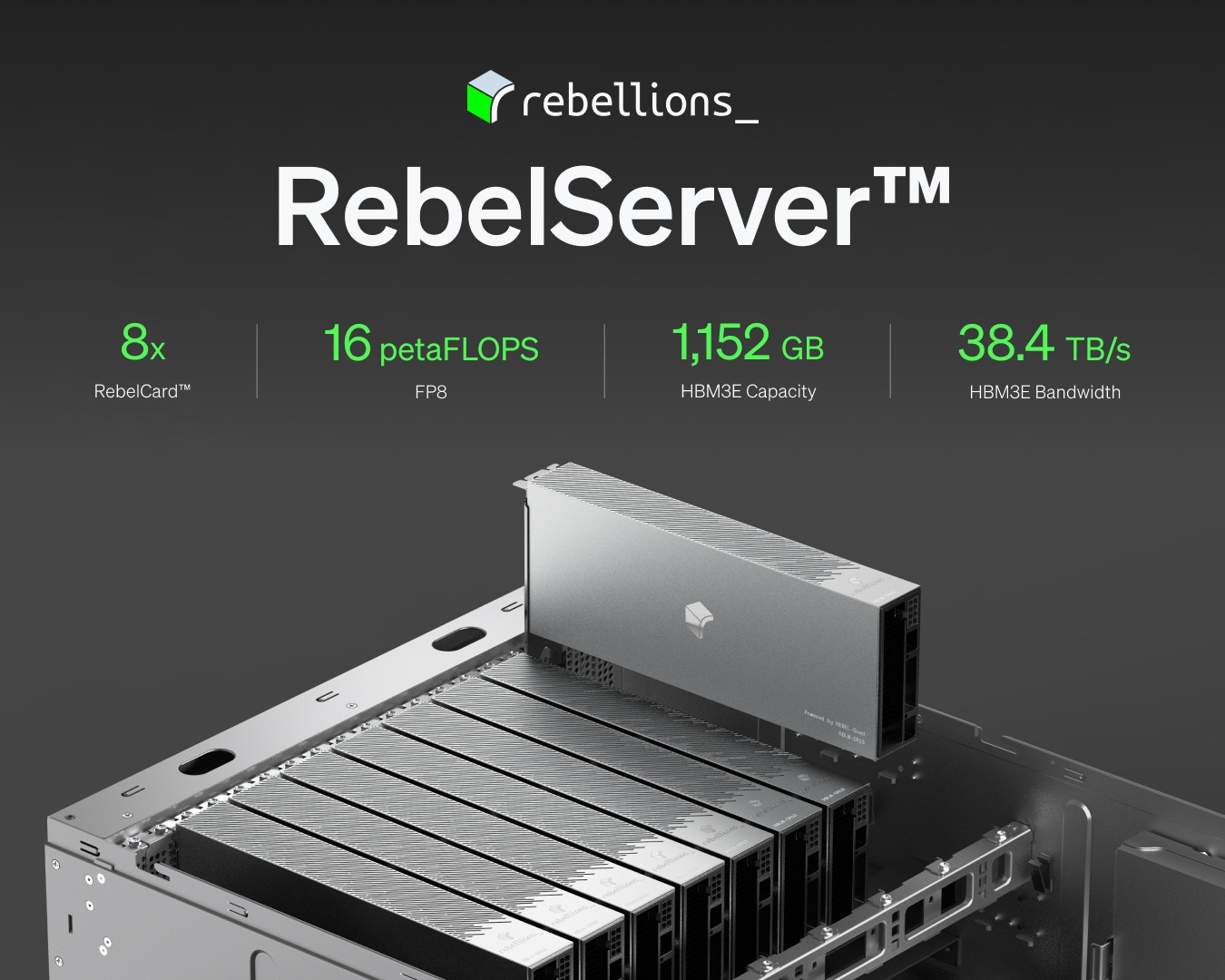 RebelServer의 주요 사양을 요약한 인포그래픽.