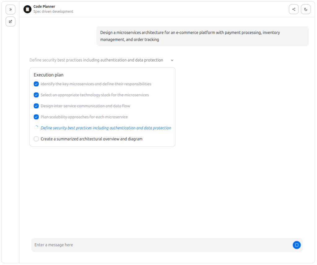 에이전트 실행 계획 UI의 상세 체크리스트 뷰