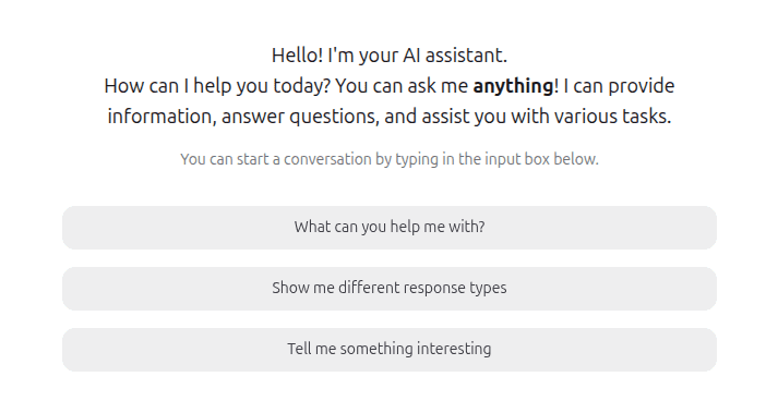 채팅 인터페이스의 시작 질문 버튼 구성