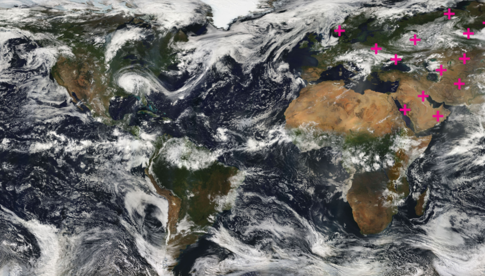 Aardvark 기상 예측 모델의 지구 기상 시스템 시각화