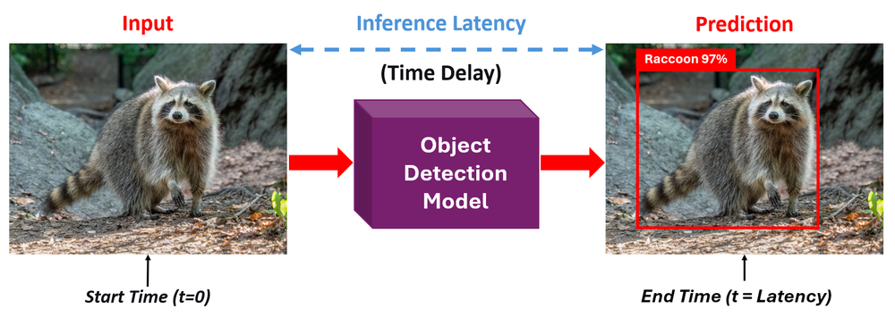 입력 이미지부터 모델을 거쳐 예측 결과가 나오기까지의 시간 지연(Latency)을 나타낸 다이어그램