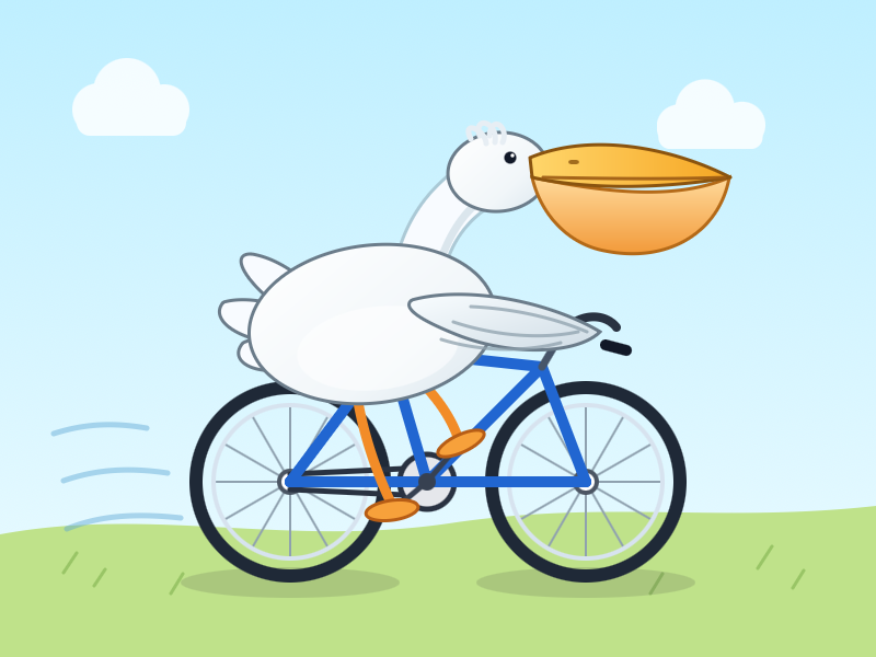 GPT-5.5 xhigh 추론 설정으로 생성된 자전거 타는 펠리칸 SVG 이미지