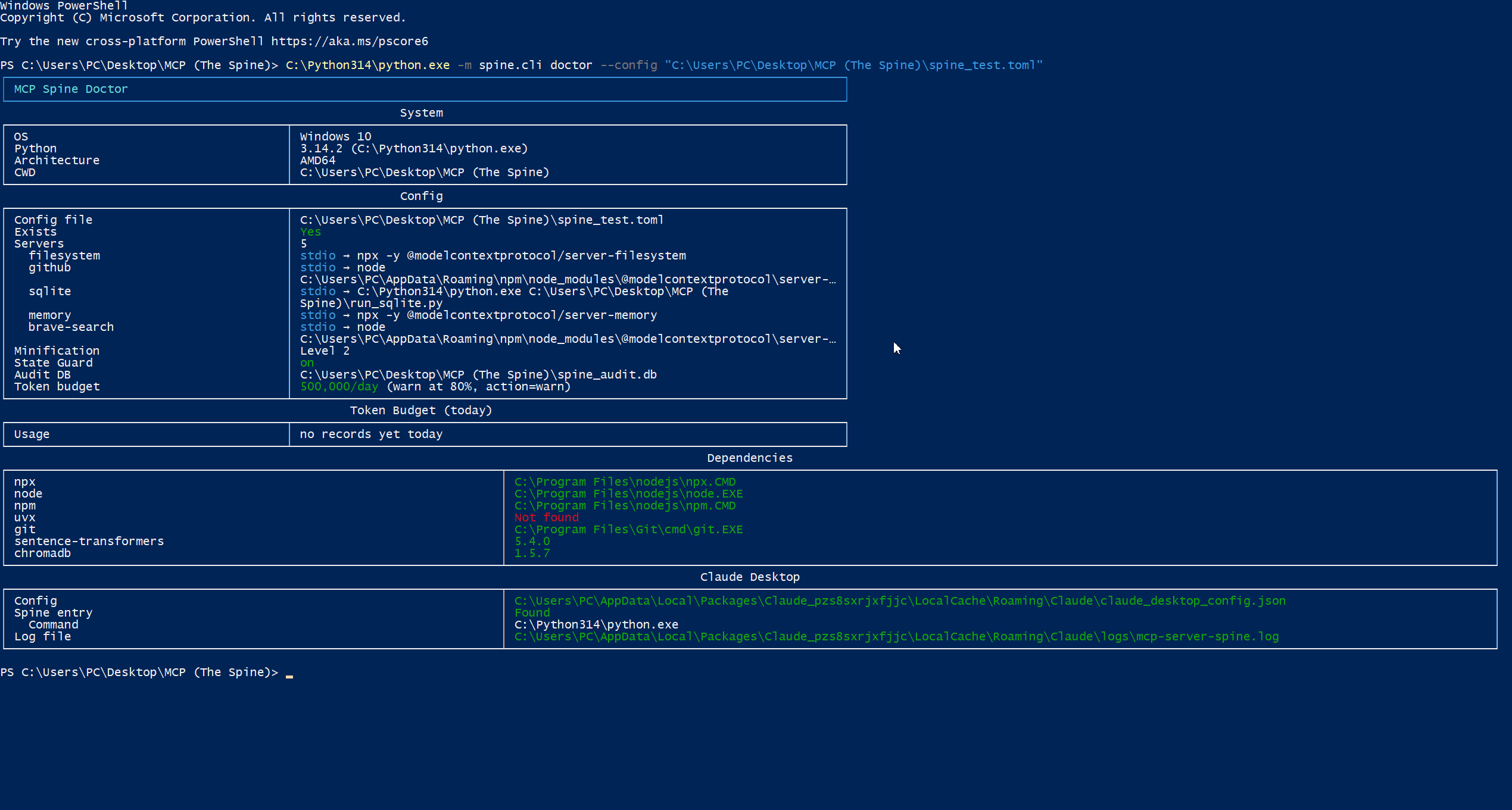 MCP Spine의 CLI 실행 및 동작 과정을 보여주는 데모 애니메이션