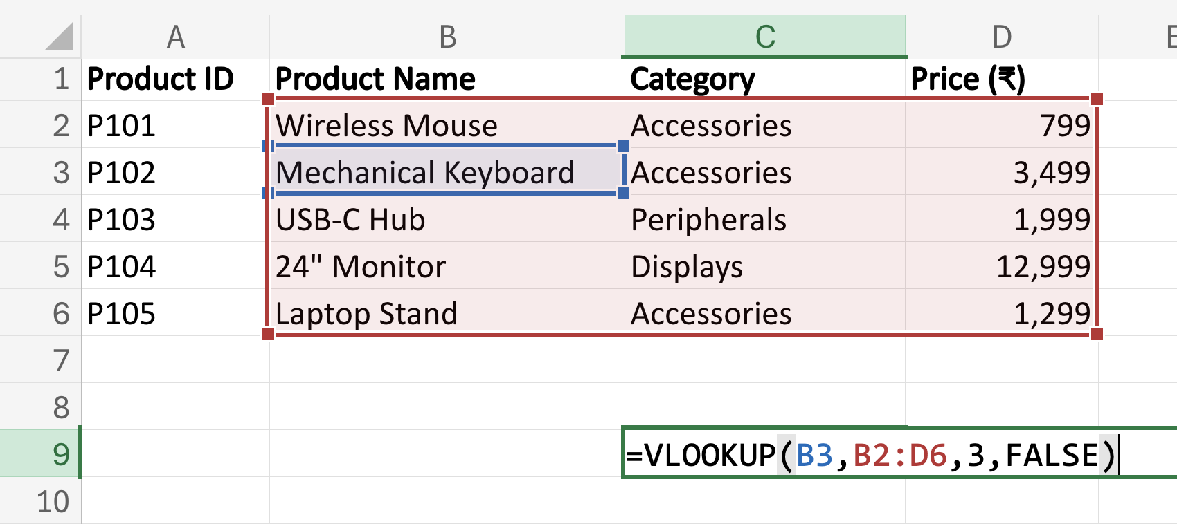 VLOOKUP 함수 인자 입력 화면
