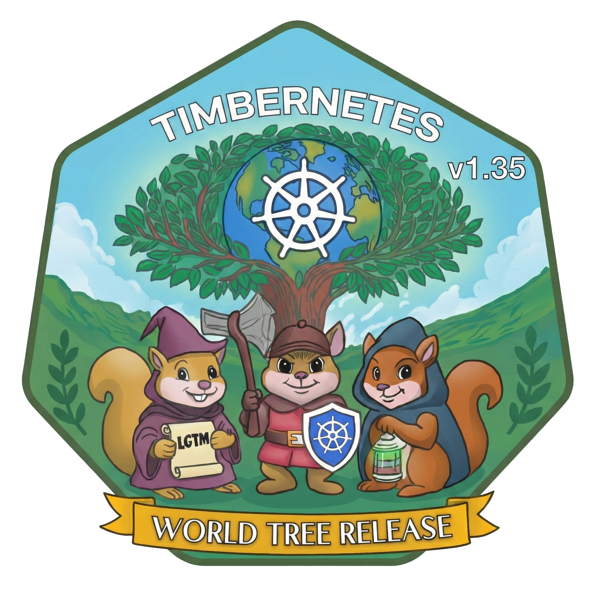 Kubernetes v1.35 Timbernetes 공식 릴리즈 로고