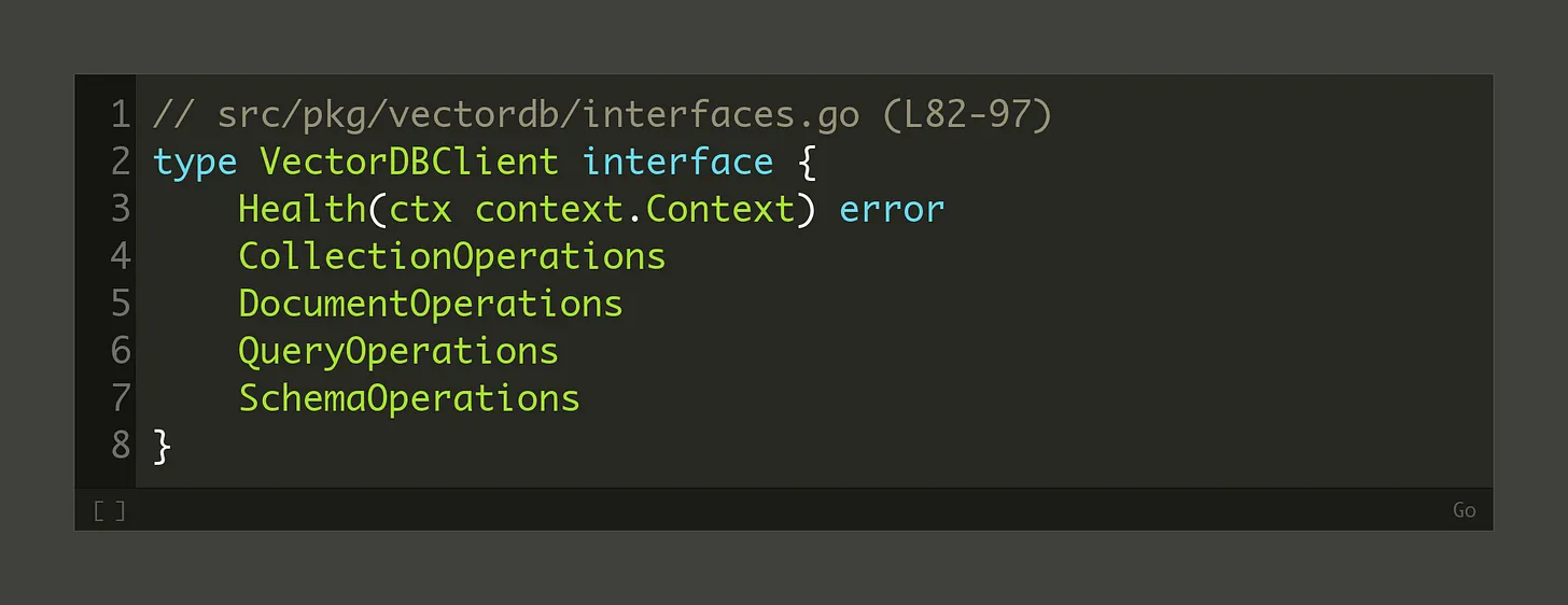 VectorDBClient 인터페이스 정의 코드