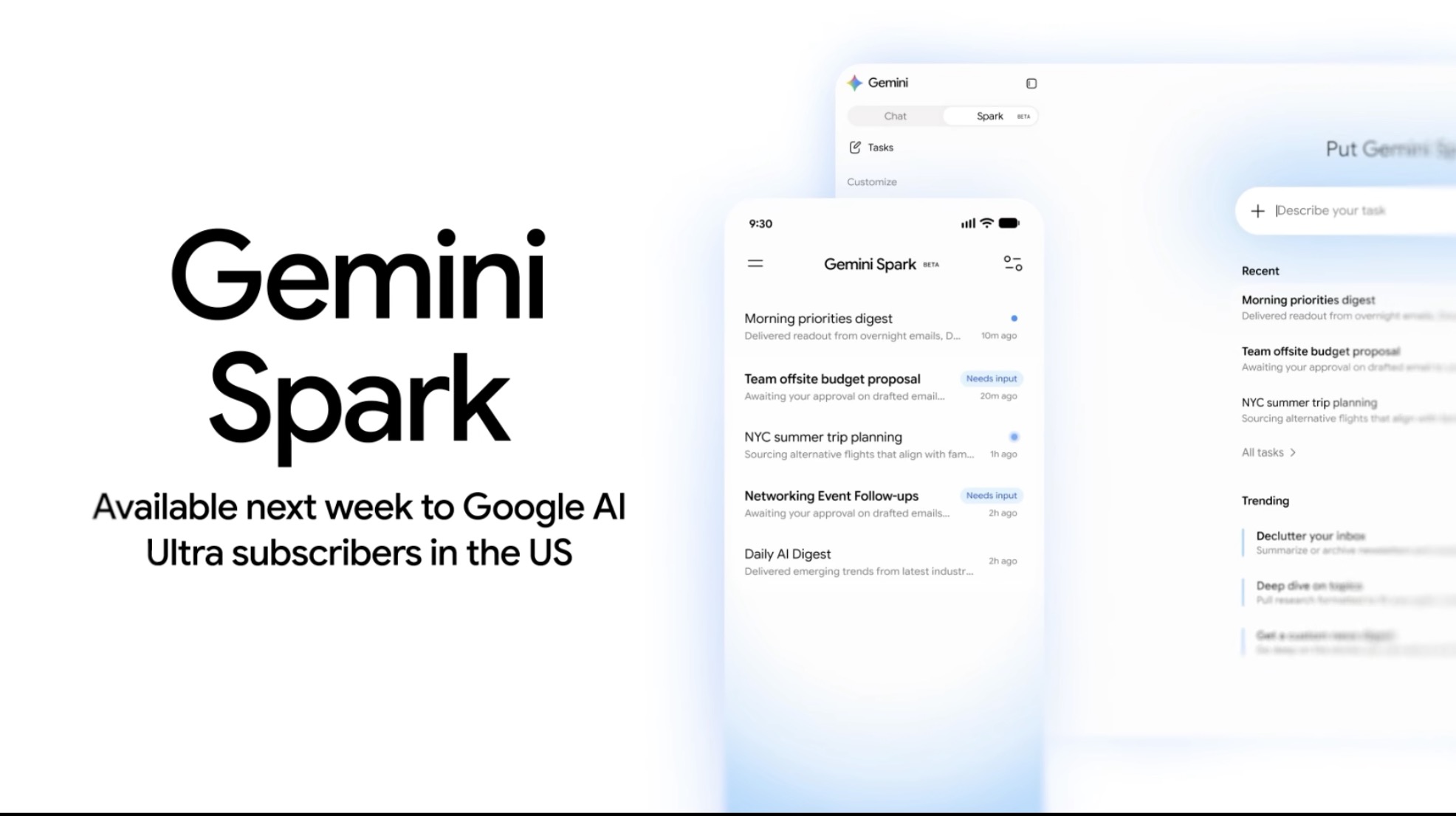 Gemini Spark 인터페이스 예시