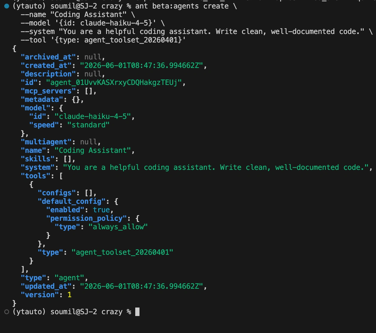 에이전트 생성을 위한 JSON 설정 파일 예시