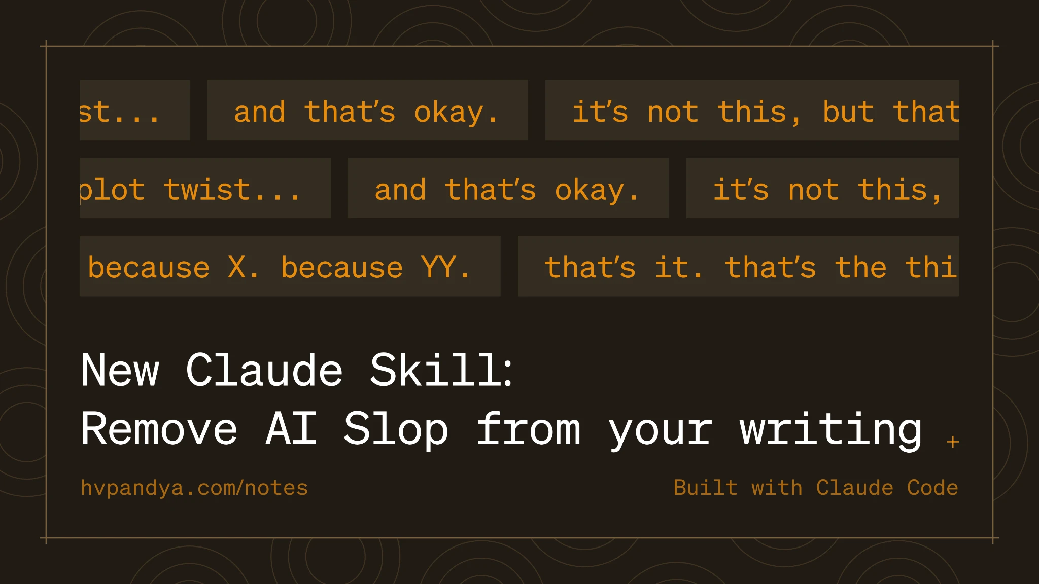 Claude 스킬 관련 홍보 이미지(‘Remove AI Slop’ 타이틀 포함)