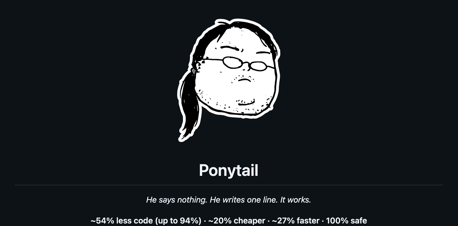 Ponytail 관련 그래픽과 핵심 성과 수치를 요약한 시각 자료