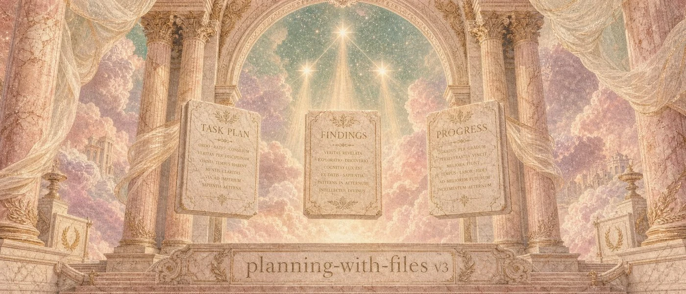 planning-with-files 배너 이미지로 플랜·발견·진행을 파일로 저장하는 개념을 예시함