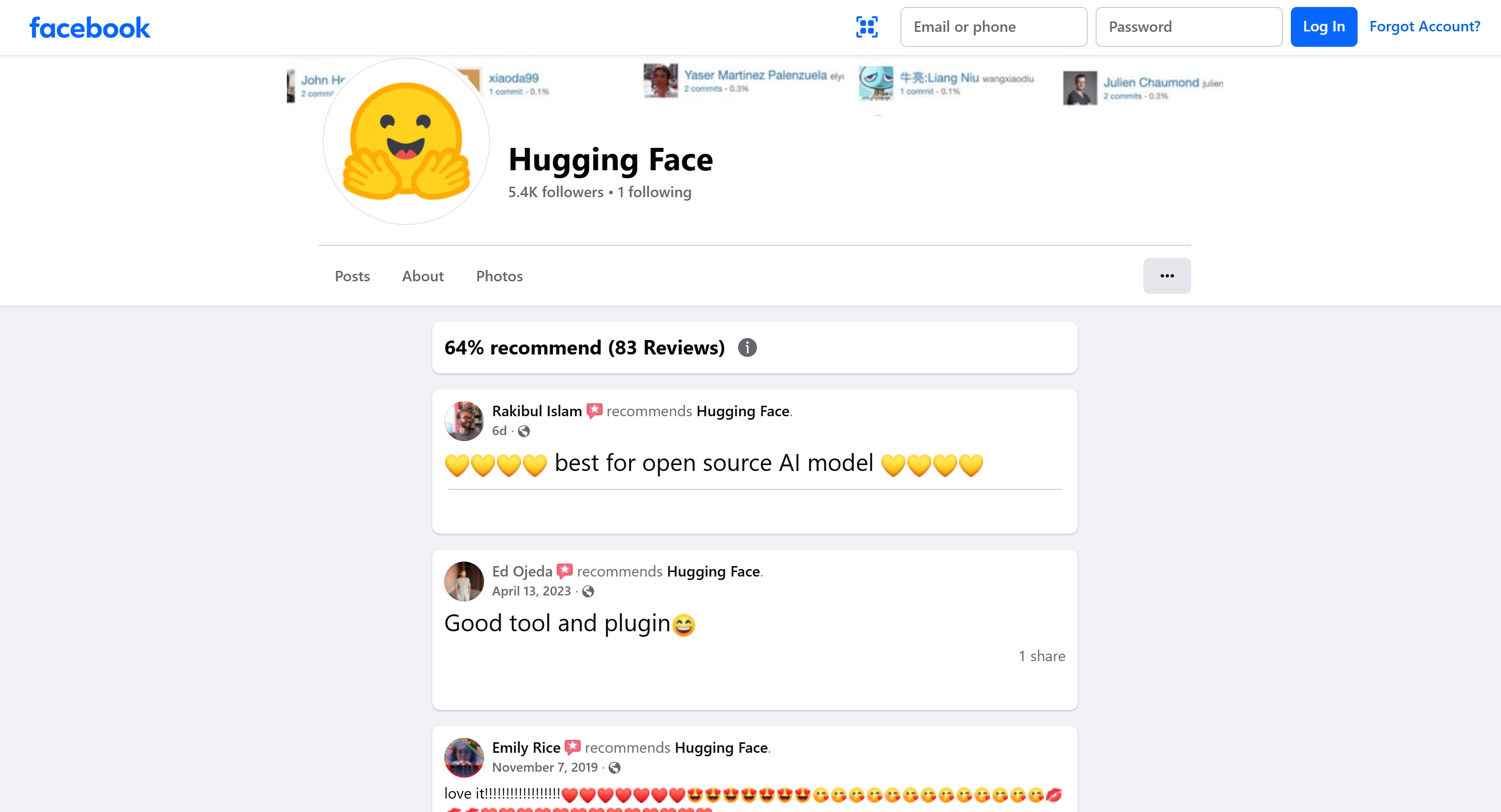 Facebook 페이지 리뷰 원본