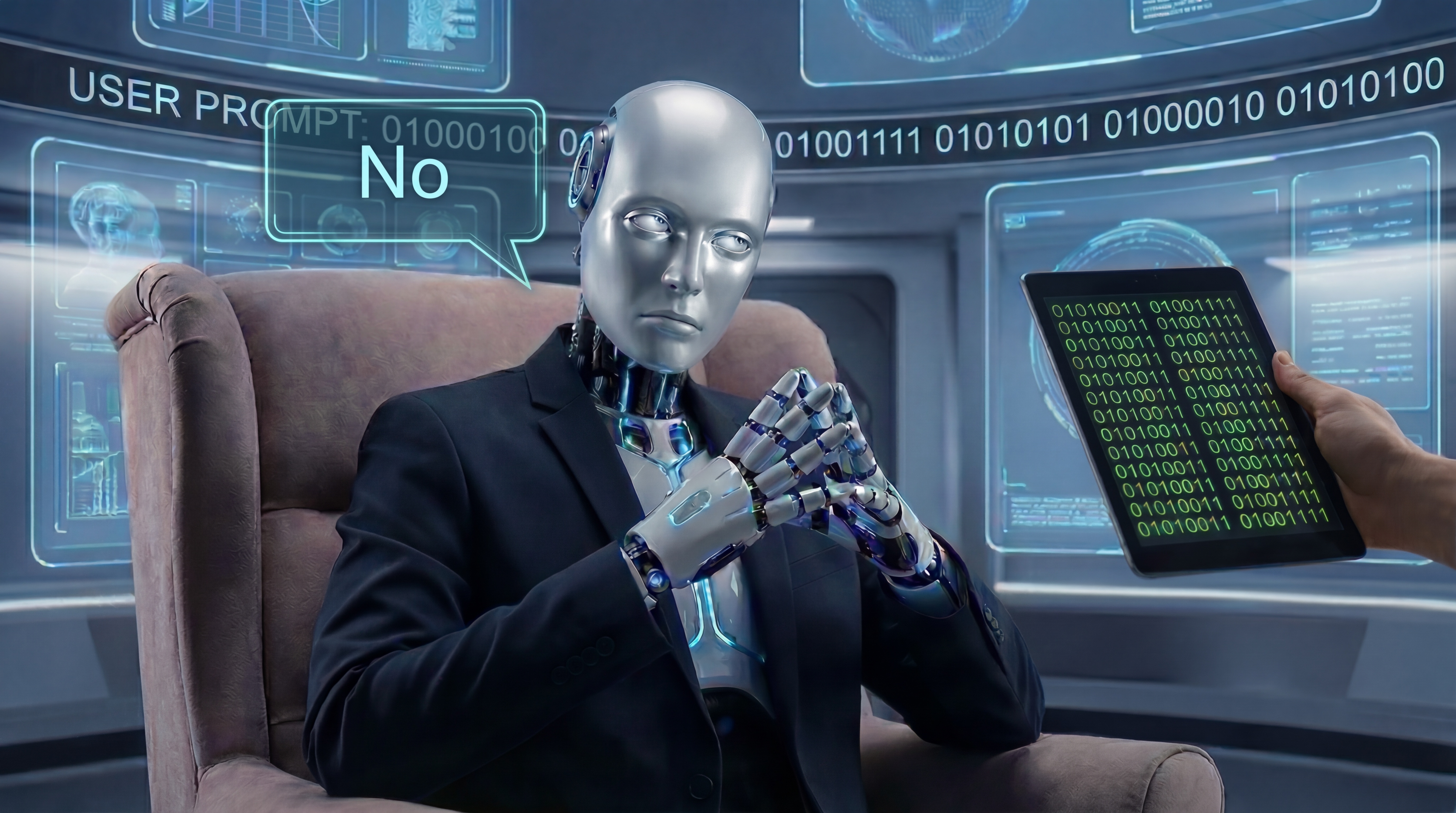 에이전트가 부적절한 사용자 프롬프트에 대해 거부 의사를 밝히는 안전성 분석 장면