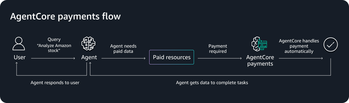 AgentCore Payments의 결제 처리 흐름도