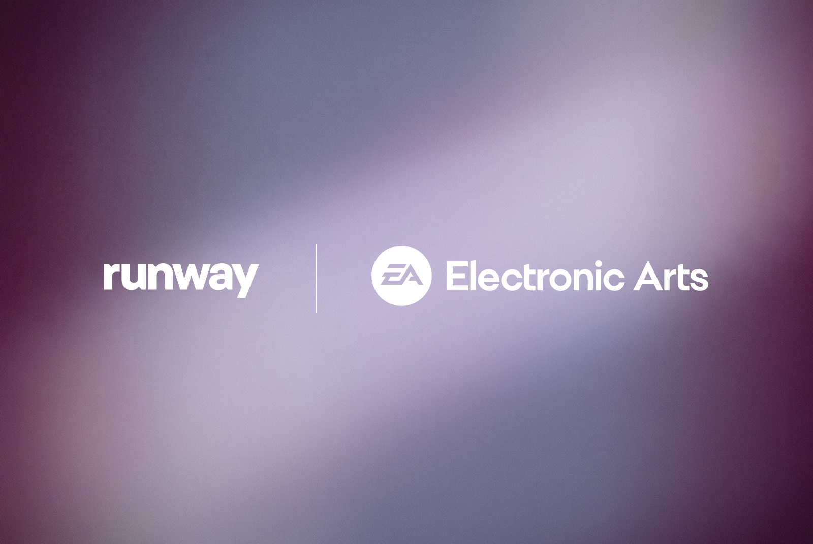 Runway와 Electronic Arts 로고를 나란히 배치한 그래픽.