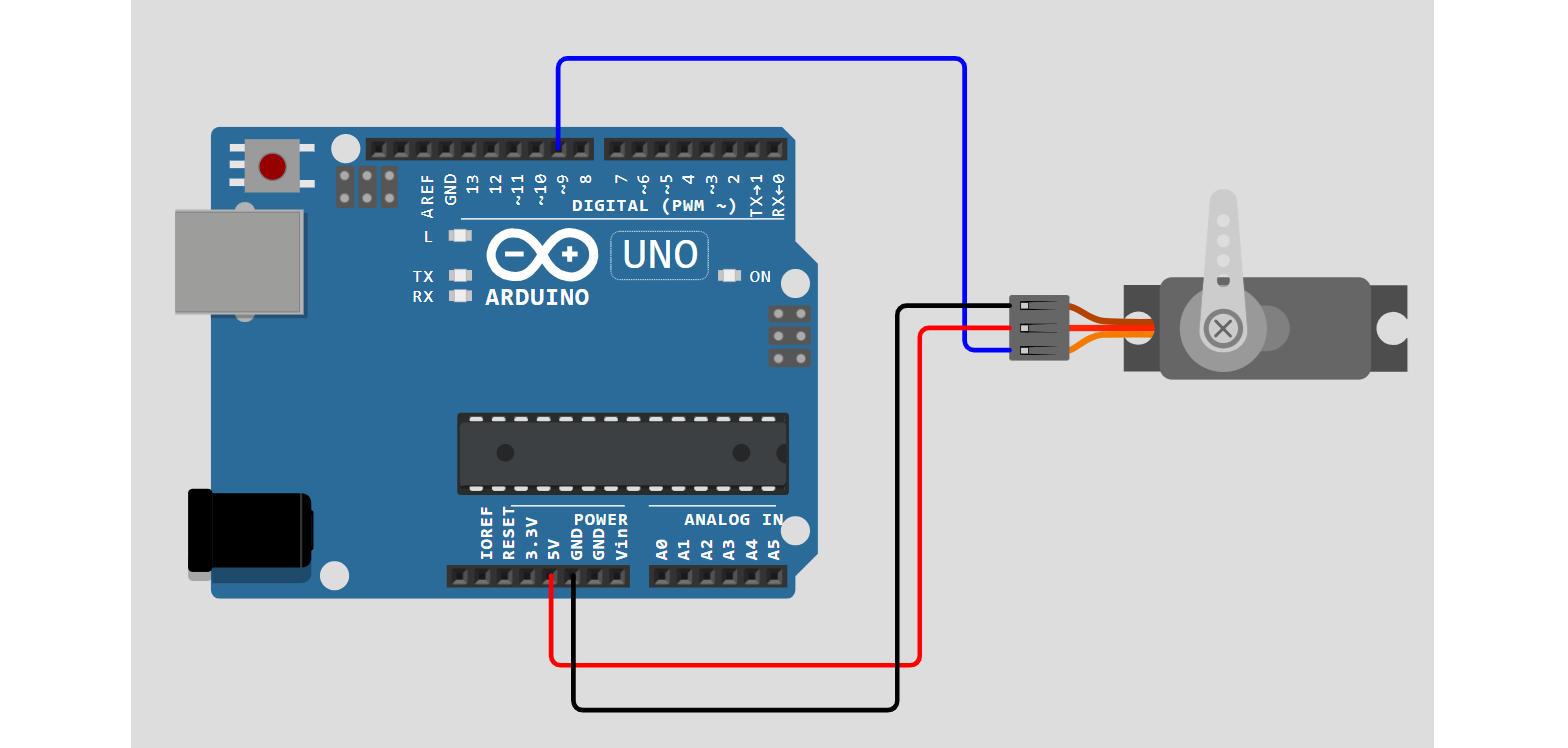 아두이노와 서보 모터 연결 회로도