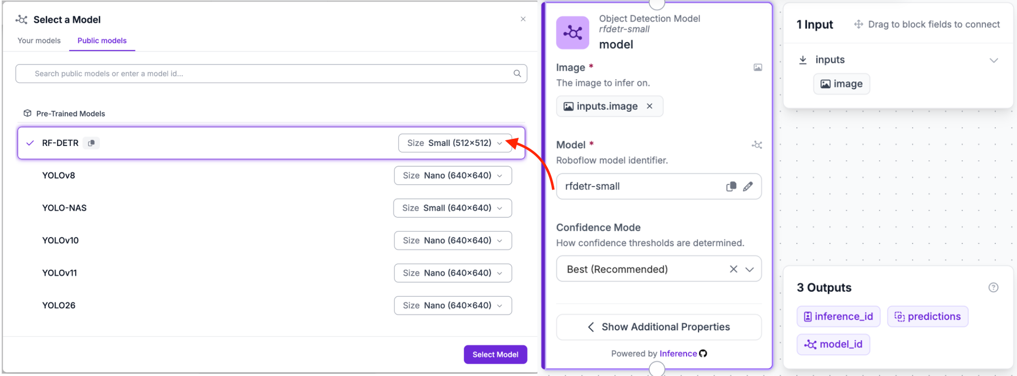 Detections Filter 블록 설정 화면.