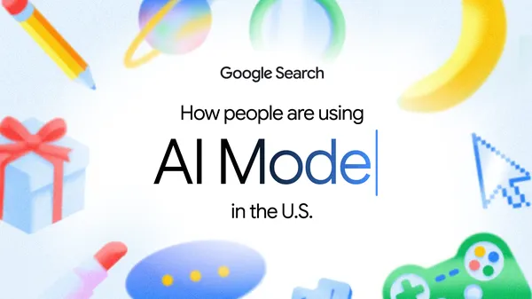 AI Mode 검색 인터페이스를 보여주는 이미지.