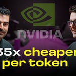 NVIDIA 로고와 토큰당 비용 절감을 언급하는 썸네일이다.